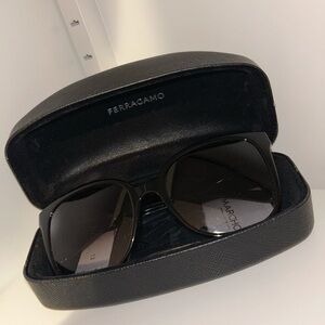 Ferragamo Black Sunglasses with Case